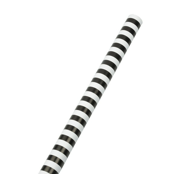 JAM Paper Black & White Stripe Gift Wrap Paper, 25 sq ft, 1/Pack