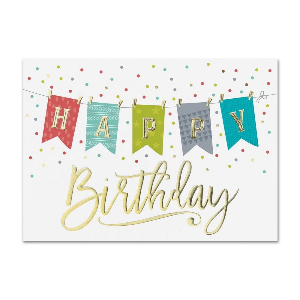 JAM Paper Blank Birthday Cards & Matching Envelopes Set, Birthday