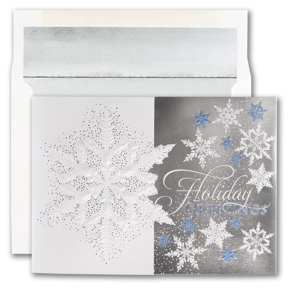 JAM Paper Blank Christmas Cards & Matching Envelopes Set, Snowflake