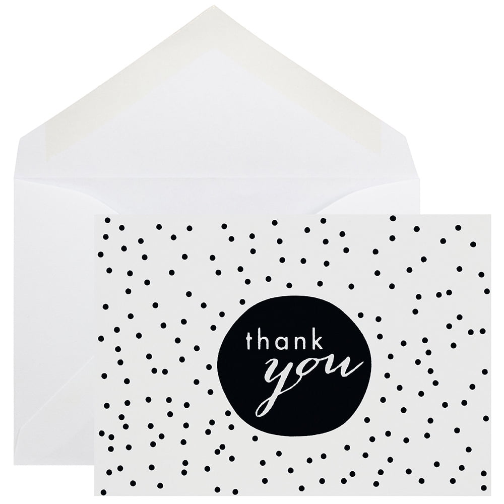 JAM Paper Blank Thank You Card Sets, Black Tiny Dot, 10 Cards/10