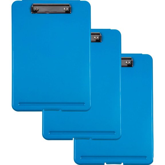 JAM Paper Blue 9 x 13 Plastic Clipboard Storage Box (3 Pack)