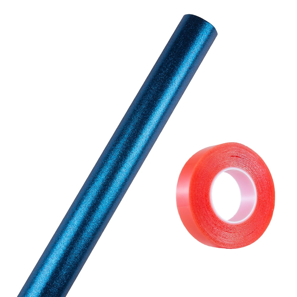 JAM Paper Blue Glitter Wrapping Paper with Tape, All Occasion, 25 sq