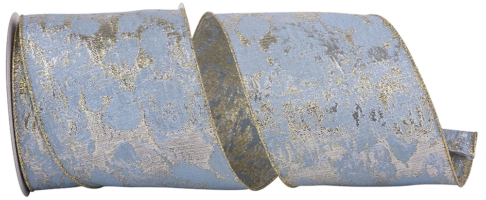JAM Paper Brocade Metallic Ribbon, Light Blue, 4in x 10yd, 1/Pack