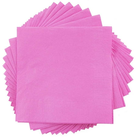JAM Paper Bulk Medium Lunch Napkins, 6.5x6.5, 480/Box, Fuchsia Pink