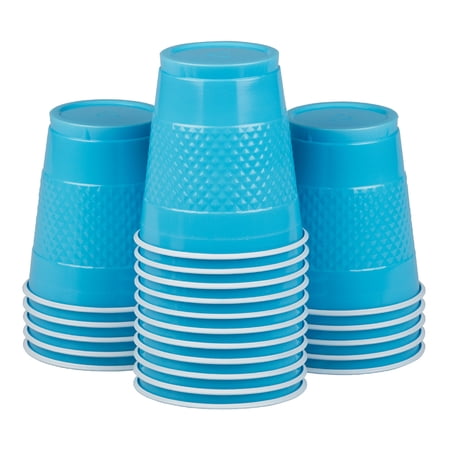 JAM Paper Bulk Plastic Cups, 12 oz, Sea Blue, 200 Cups/Box