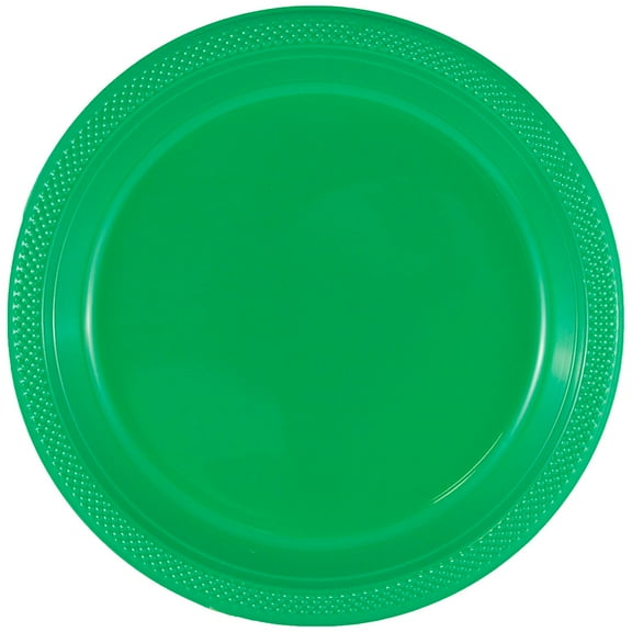 JAM Paper Bulk Round Plastic Party Plates, Green, 200/Box, Medium, 9"