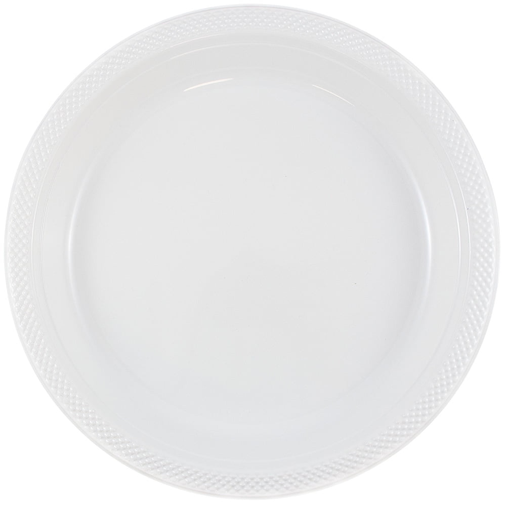 JAM Paper Bulk Round Plastic Party Plates, White, 200/Box, Small, 7"