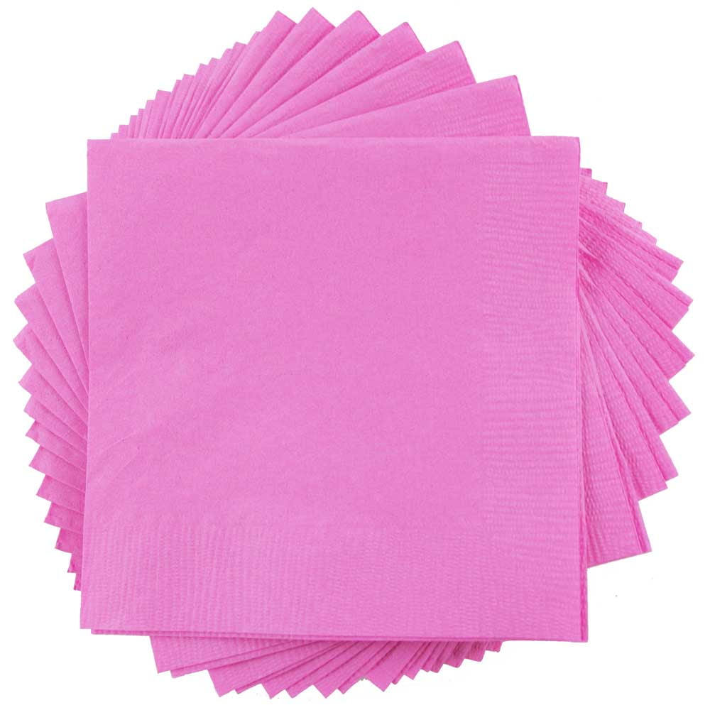 JAM Paper Bulk Small Beverage Napkins, 5x5, 480/Box, Fuchsia Pink