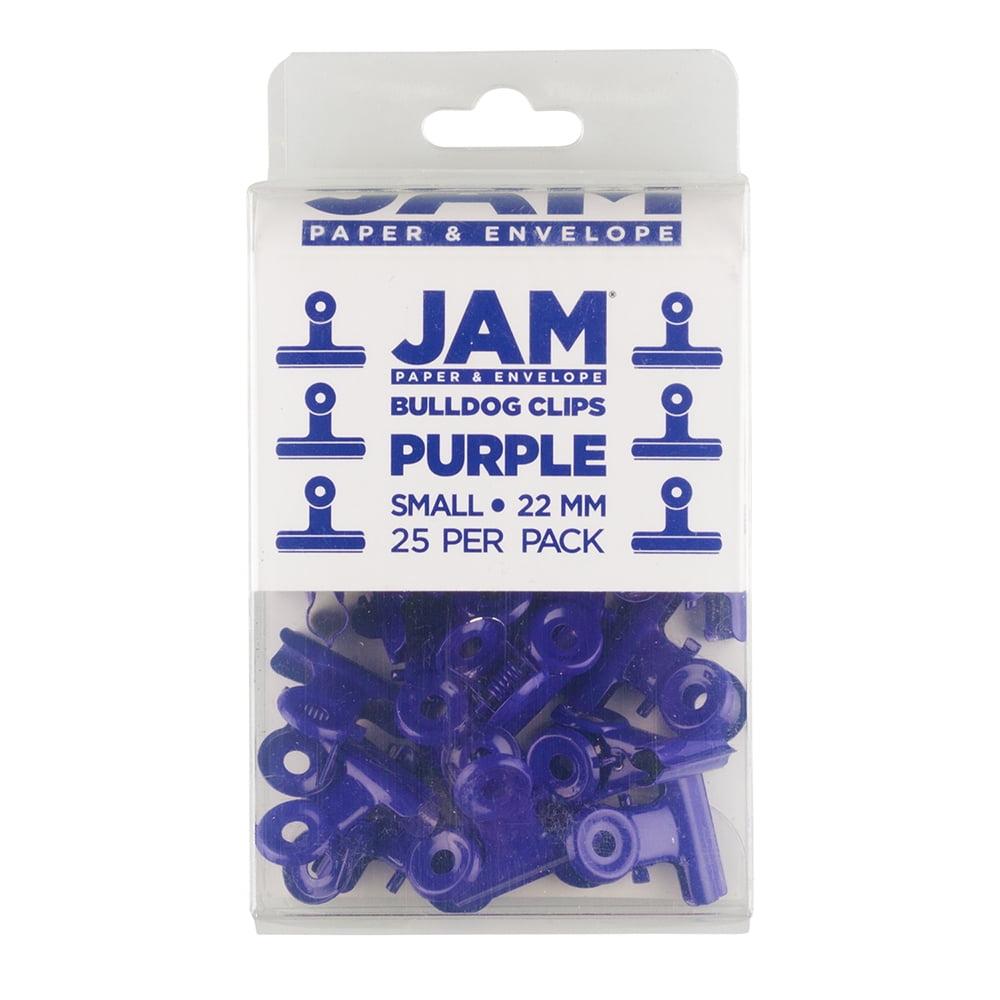JAM PAPER & ENVELOPE JAM Paper Bulldog Clips, Small, 22mm, Purple, 25/Pack