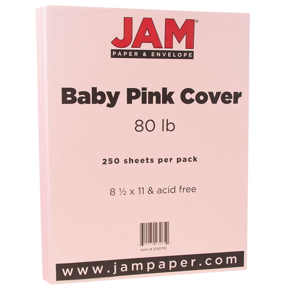 JAM Paper Cardstock, 8 1/2 x 11, 80lb Baby Pink, 250 per Pack