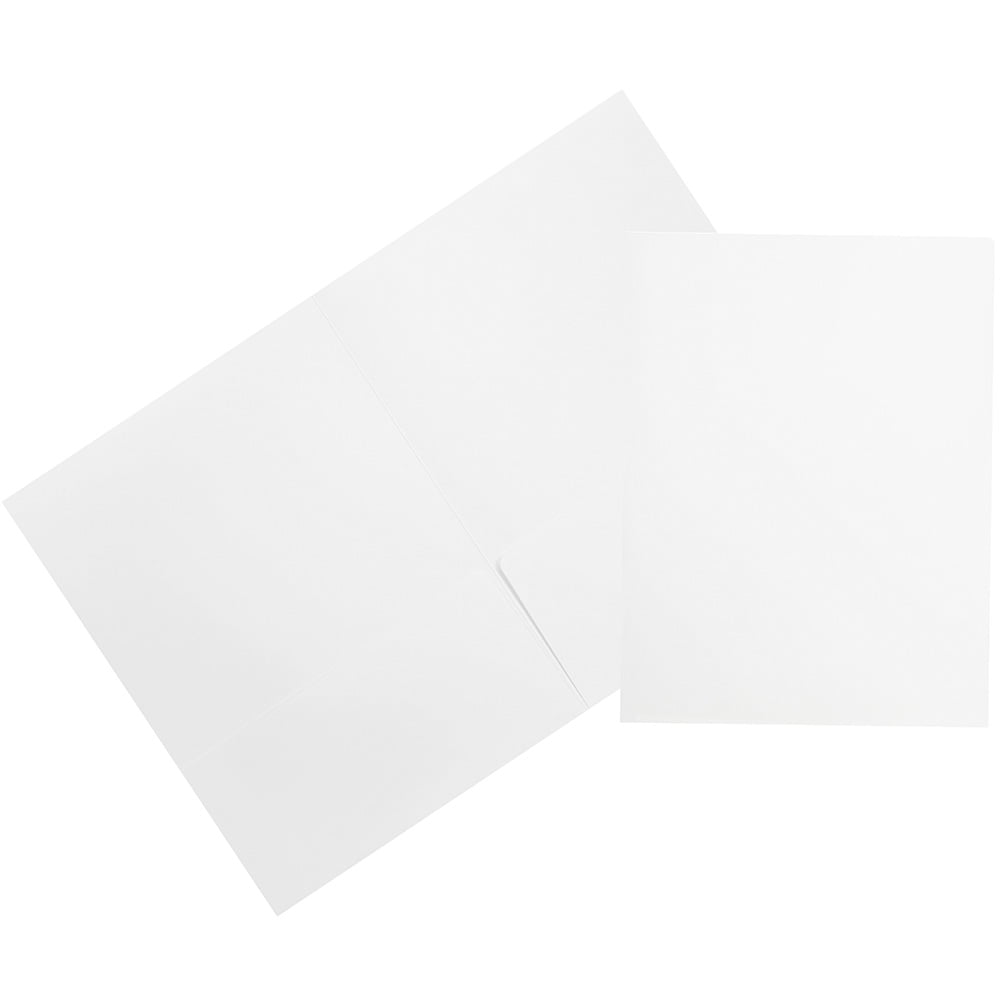 JAM Paper Cardstock Two, Pocket Presentation Folder, 9 x 12, White Matte, 1/Pack