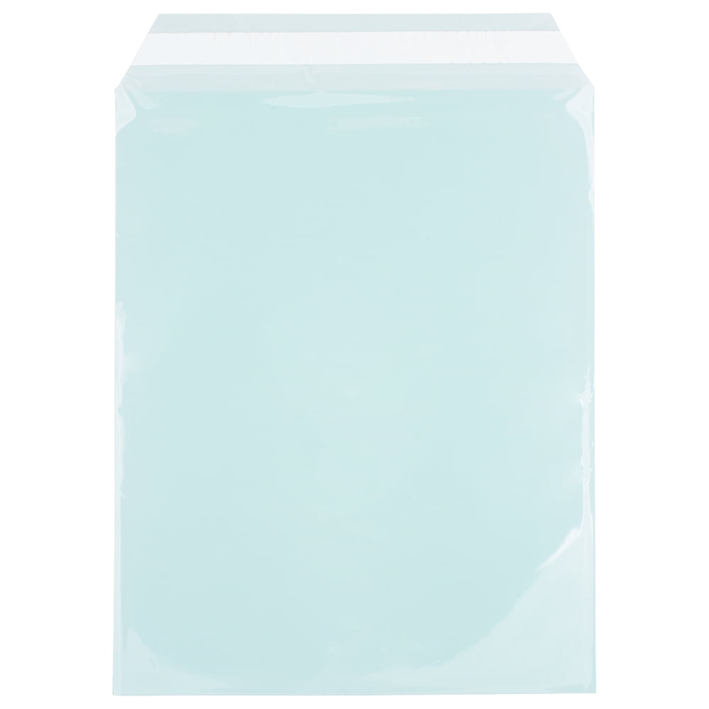 JAM Paper Cello Sleeves, 8 15/16 x 11 1/4, Aqua, 100/Pack, Peel & Seal
