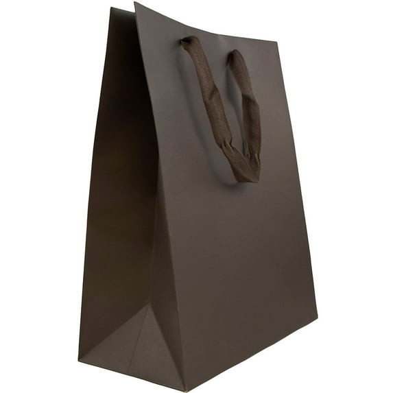 JAM Paper Chocolate Brown Large Gift Bags, 10 x 13 x 5, 3/Pack