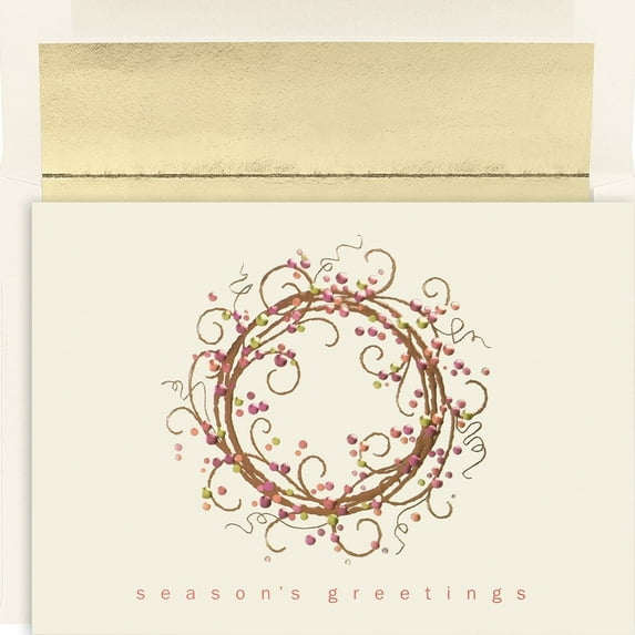 JAM Paper Christmas Card Set, Colorful Wreath Holiday Cards, 16 Cards & Envelopes/Pack