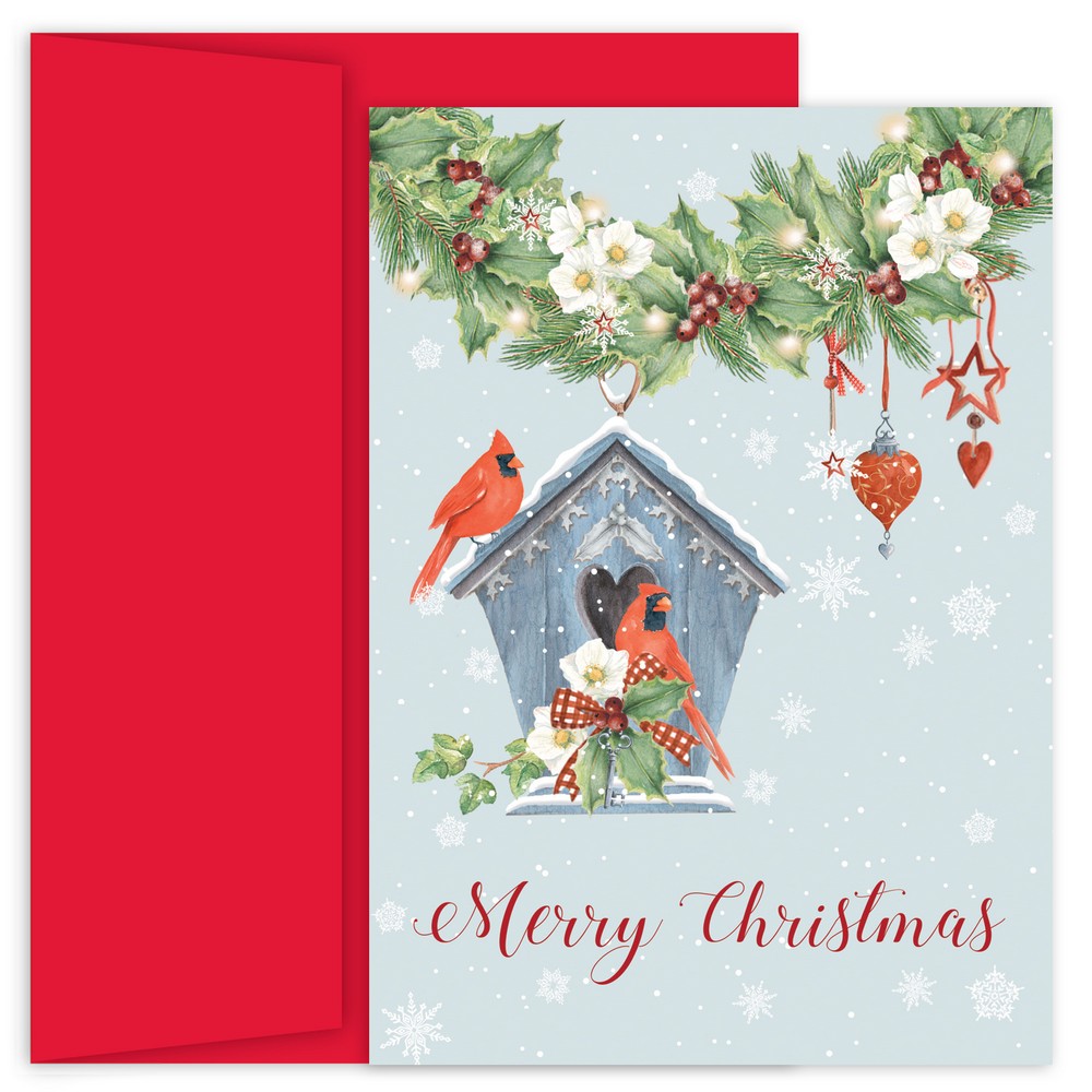 JAM Paper Christmas Cards & Matching Envelopes Set, Cardinal Christmas