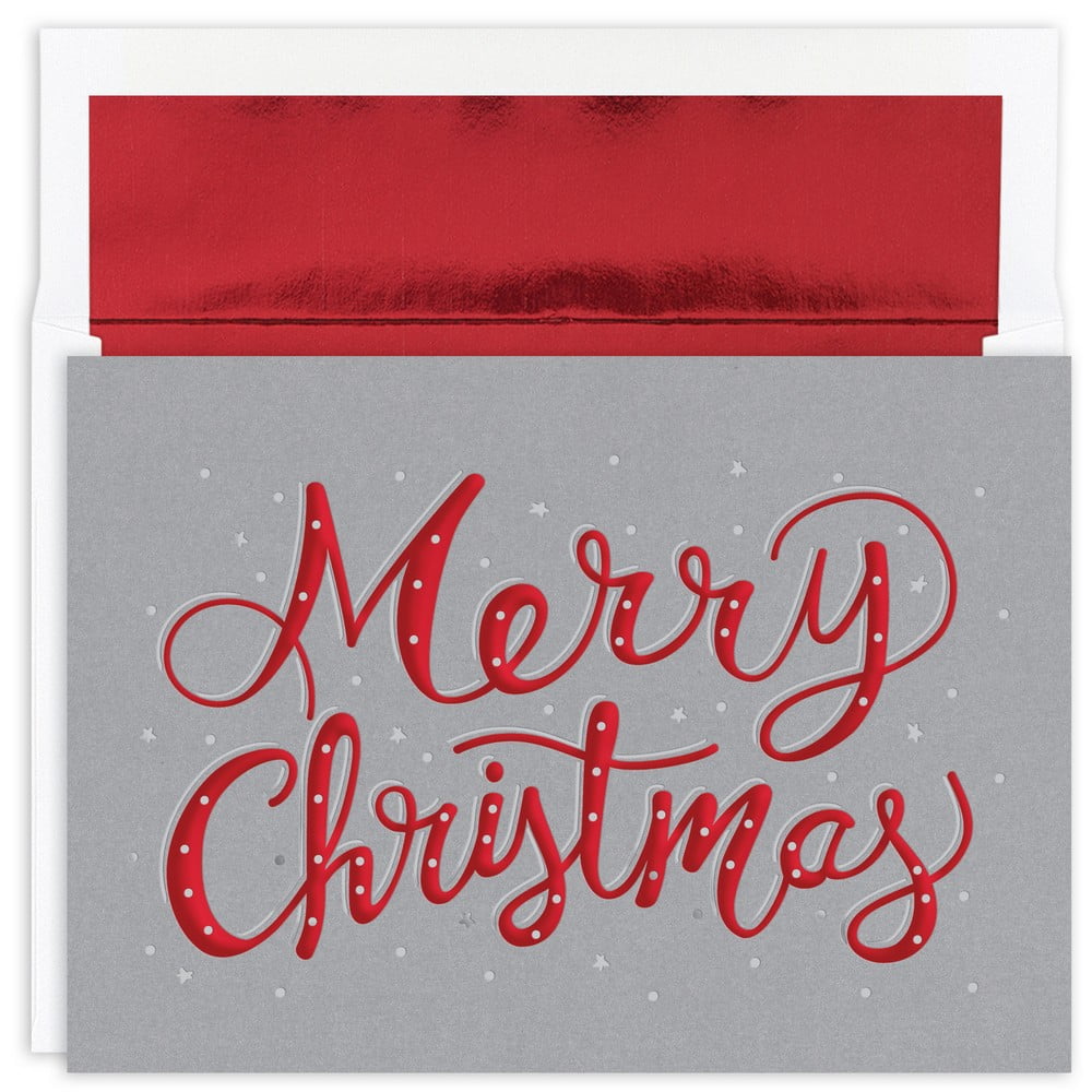 JAM Paper Christmas Cards & Matching Envelopes Set , &nbsp;Merry Christmas Sparkle, 16/Pack