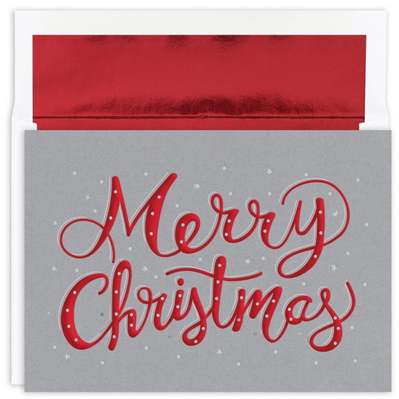 JAM Paper Christmas Cards & Matching Envelopes Set , Merry Christmas Sparkle, 16/Pack