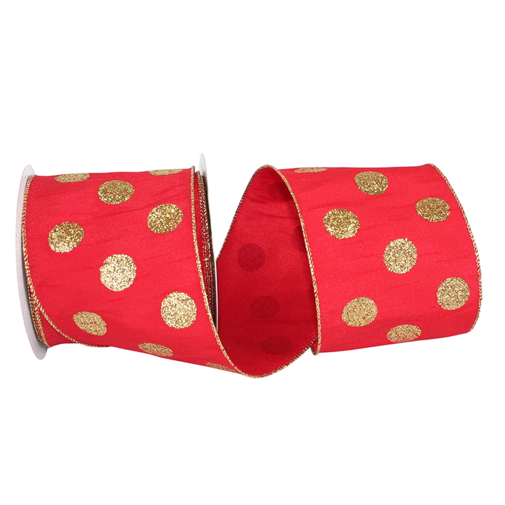 JAM Paper Christmas Dots Multi-color Polyester Ribbon, 10yd x 1.5in, 1/Pack