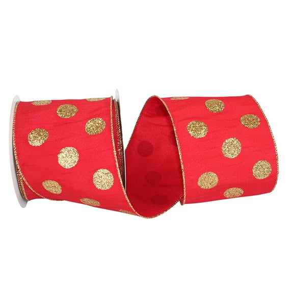 JAM Paper Christmas Dots Multi-color Polyester Ribbon, 10yd x 1.5in, 1/Pack