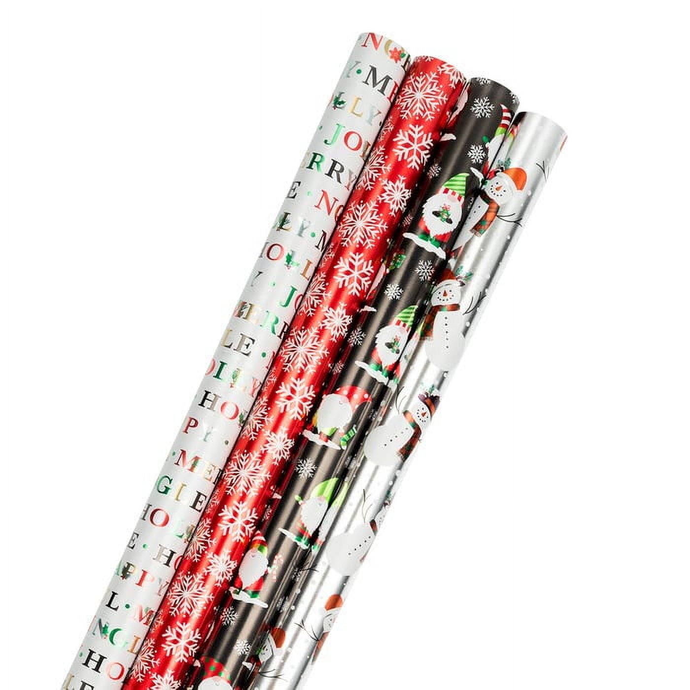 JAM PAPER Assorted Gift Wrap, Christmas Wrapping Paper, 85 Sq Ft Total Shimmering Christmas 4 Rolls Pack A2 14684060