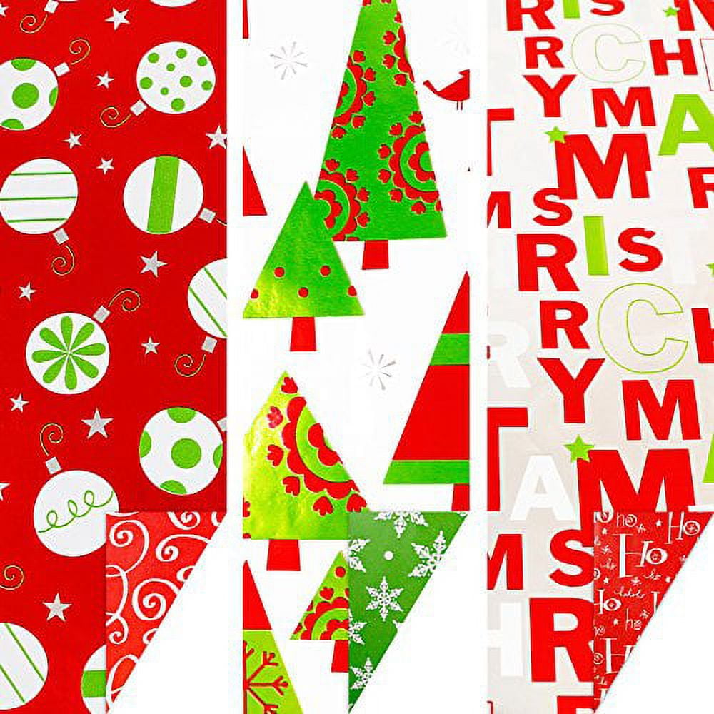 JAM Paper Christmas Gift Wrap Assortments, Assorted Jumbo Rolls of
