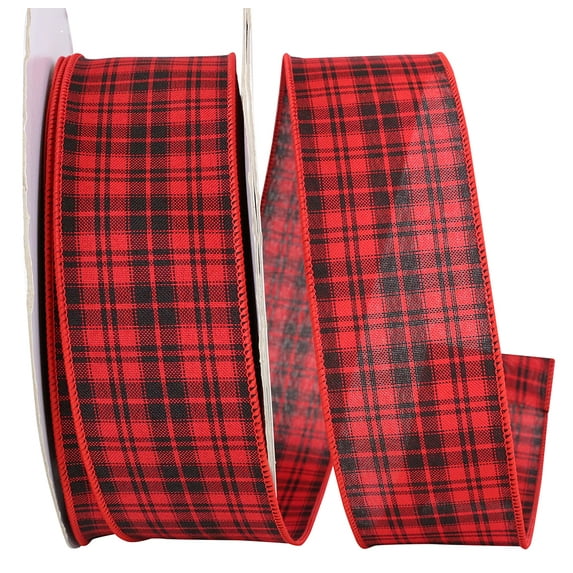 JAM Paper Christmas Multi-color Polyester Check Ribbon, 150' x 2.5"