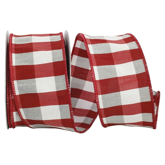 JAM Paper Christmas Multi-color Polyester Check Ribbon, 30' x 2.5"