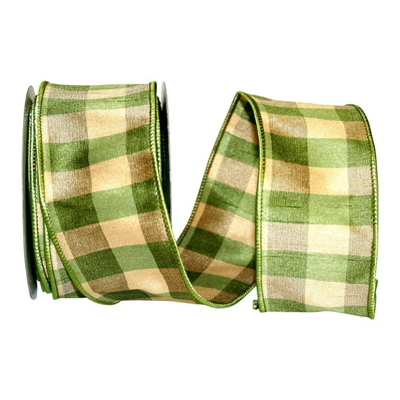JAM Paper Christmas Multi-color Polyester Check Ribbon, 30' x 2.5"