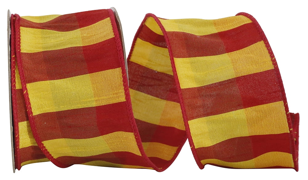JAM Paper Christmas Multi-color Polyester Checkered Ribbon, 360" x 2.5"