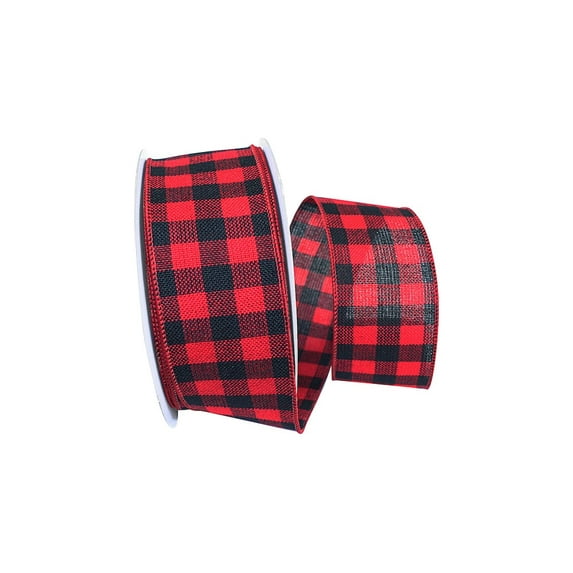 JAM Paper Christmas Multi-color Polyester Plaid Ribbon, 30' x 2.5"