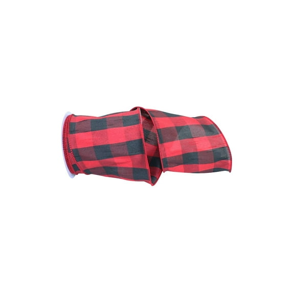 JAM Paper Christmas Multi-color Polyester Plaid Ribbon, 30' x 4"