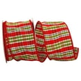 thumbnail image 1 of JAM Paper Christmas Multi-color Polyester Plaid Stripe Ribbon, 10yd x 2.5in, 1/Pack, 1 of 5