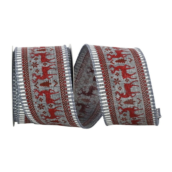JAM Paper Christmas Multi-color Polyester Reindeer Ribbon, 30' x 2.5"