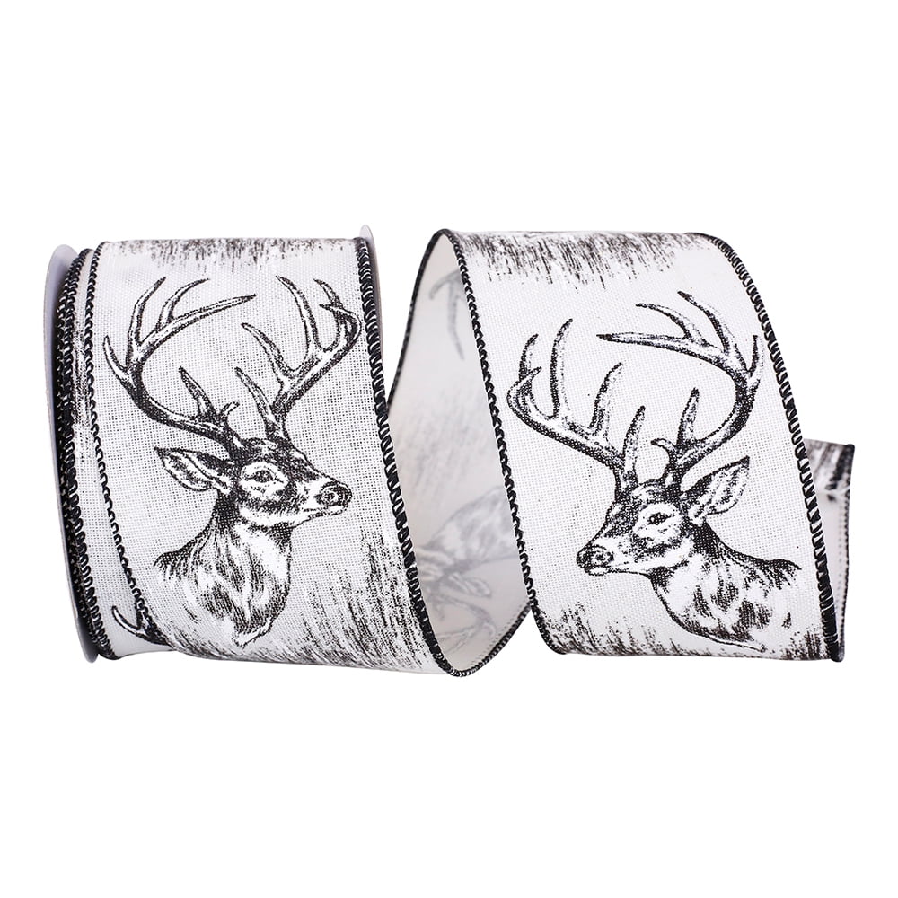 JAM Paper Christmas Multi-color Polyester Reindeer Ribbon, 30' x 2.5"