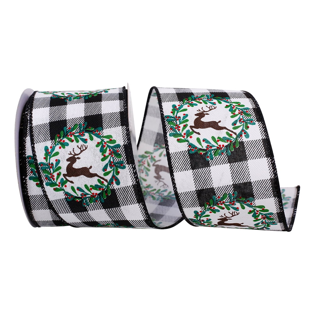 JAM Paper Christmas Multi-color Polyester Reindeer Ribbon, 30' x 2.5"