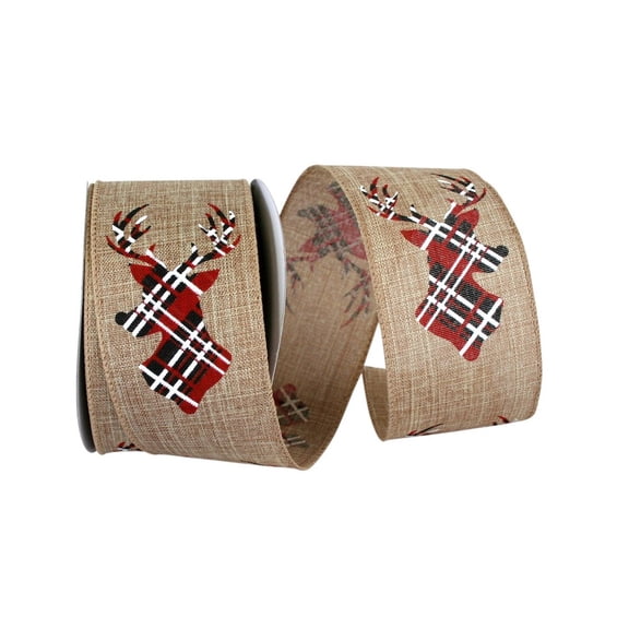 JAM Paper Christmas Multi-color Polyester Reindeer Ribbon, 60' x 2.5"