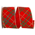thumbnail image 1 of JAM Paper Christmas Red Polyester Plaid Stripe Ribbon, 10yd x 2.5in, 1/Pack, 1 of 4