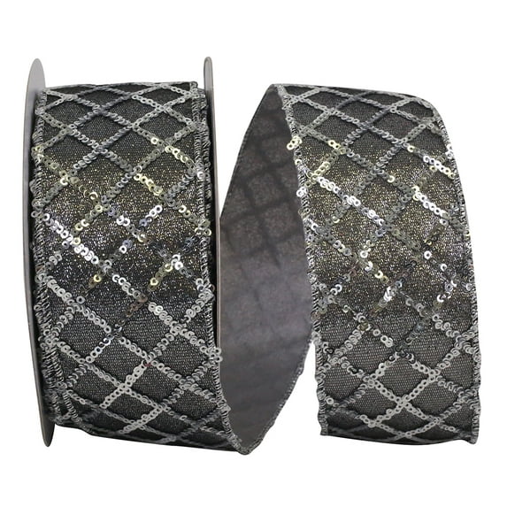 JAM Paper Christmas Silver Polyester Sequin Ribbon, 360" x 2.5"