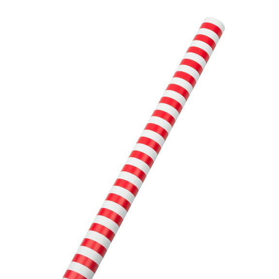 JAM Paper Christmas Stripe Wrapping Paper, Red & White, 25 sq. ft, 1 Roll