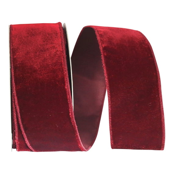 JAM Paper Christmas Velvet Plush Burgundy Polyester Ribbon, 10yd x 2.5in, 1/Pack