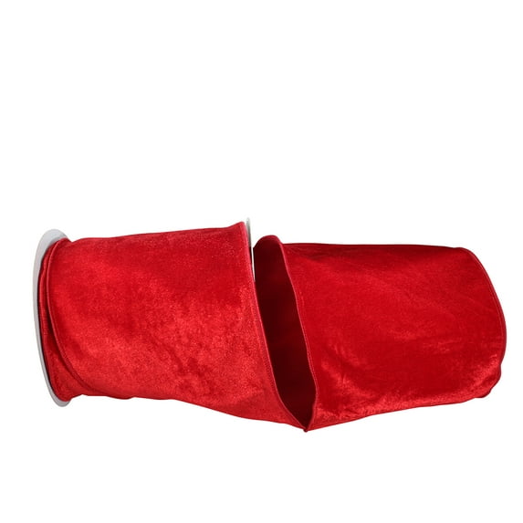 JAM Paper Christmas Velvet Plush Red Polyester Ribbon, 10yd x 6in, 1/Pack