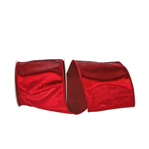 JAM Paper Christmas Velvet Plush Ruby Polyester Ribbon, 5yd x 4in, 1/Pack