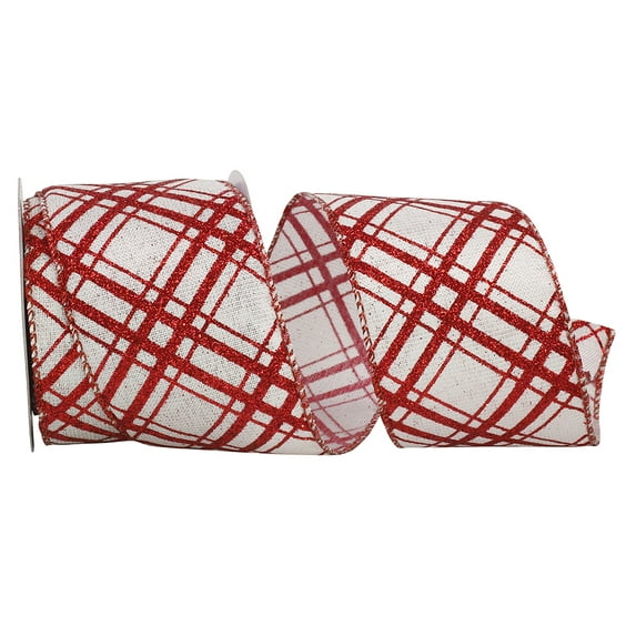 JAM Paper Christmas White Polyester Glitter Ribbon, 360" x 2.5"