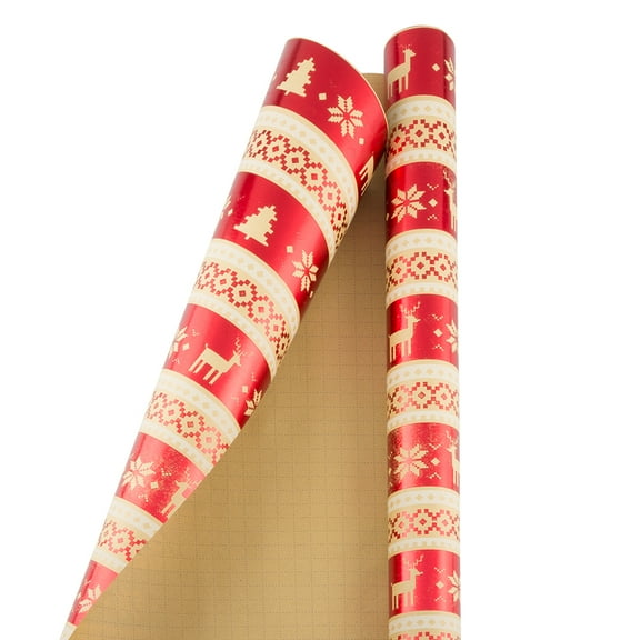 JAM Paper Christmas Wrapping Paper, 15 Sq Ft, 1/Pack, Pixel Christmas Gift Wrap