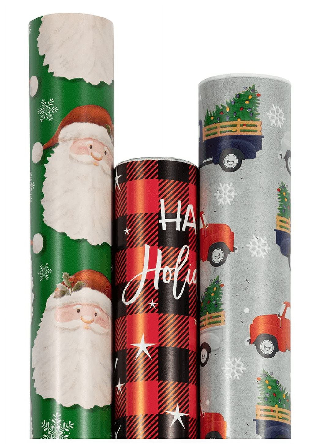 3 Rolls of Kraft Christmas Wrapping Paper, Luxury Festive Gift Wrap,  Christmas Gift Wrap, Christmas Wrapping Kits, Christmas Paper, Total 9m 