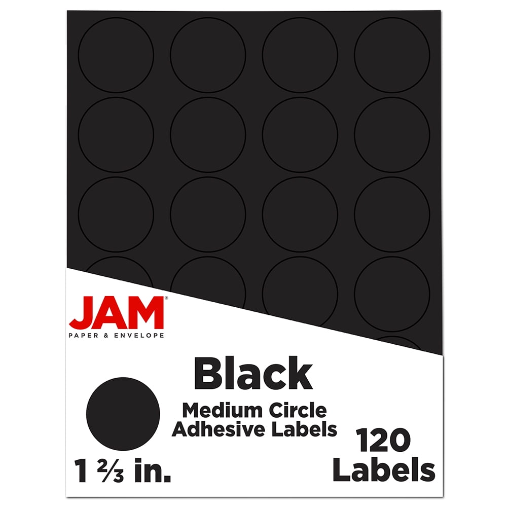 JAM Paper Circle Label Sticker Seals, 1 2/3 in Diameter, Black, 120 ...
