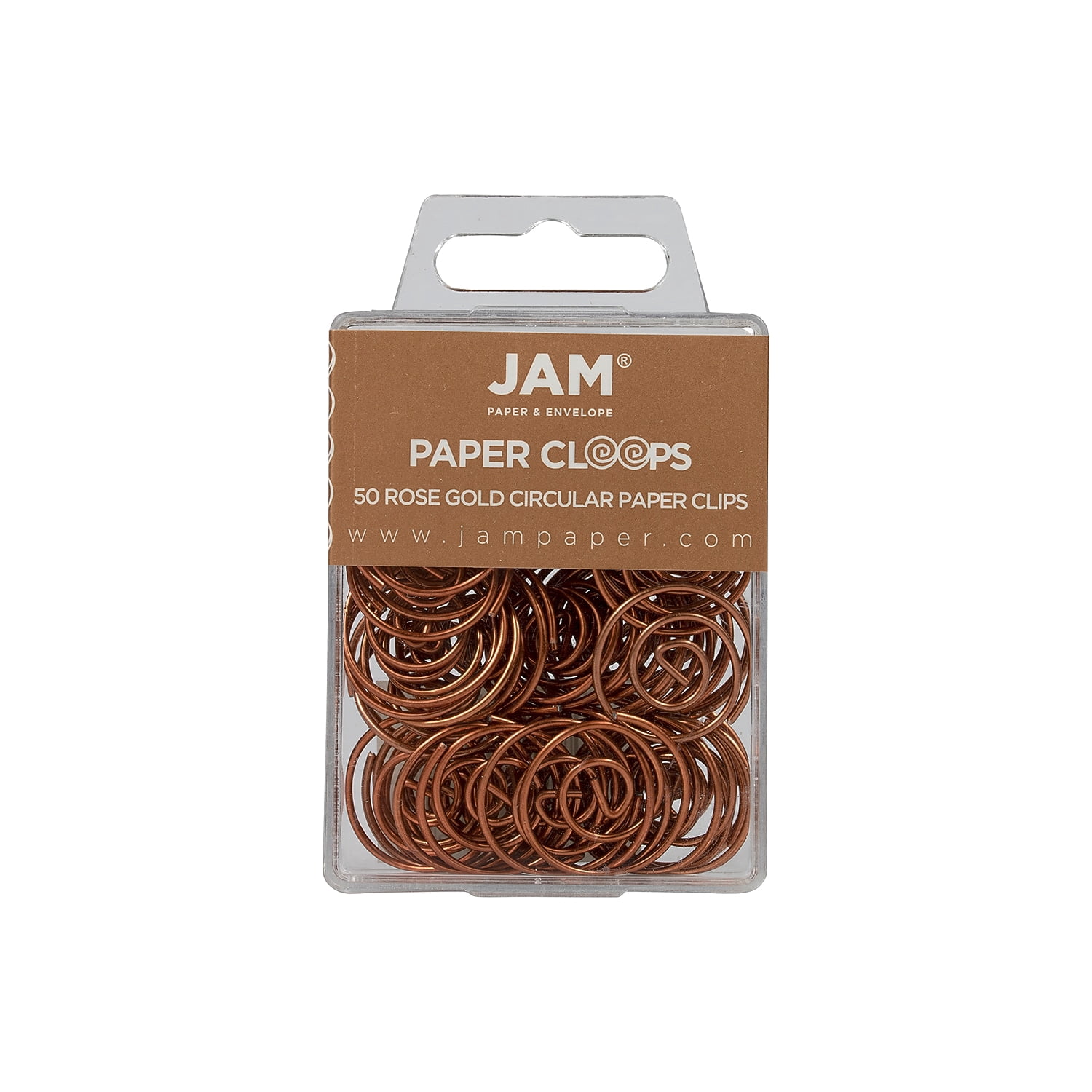 JAM Paper Circular Small Paper Clips Rose Gold 2 Packs of 50 (21832061B)