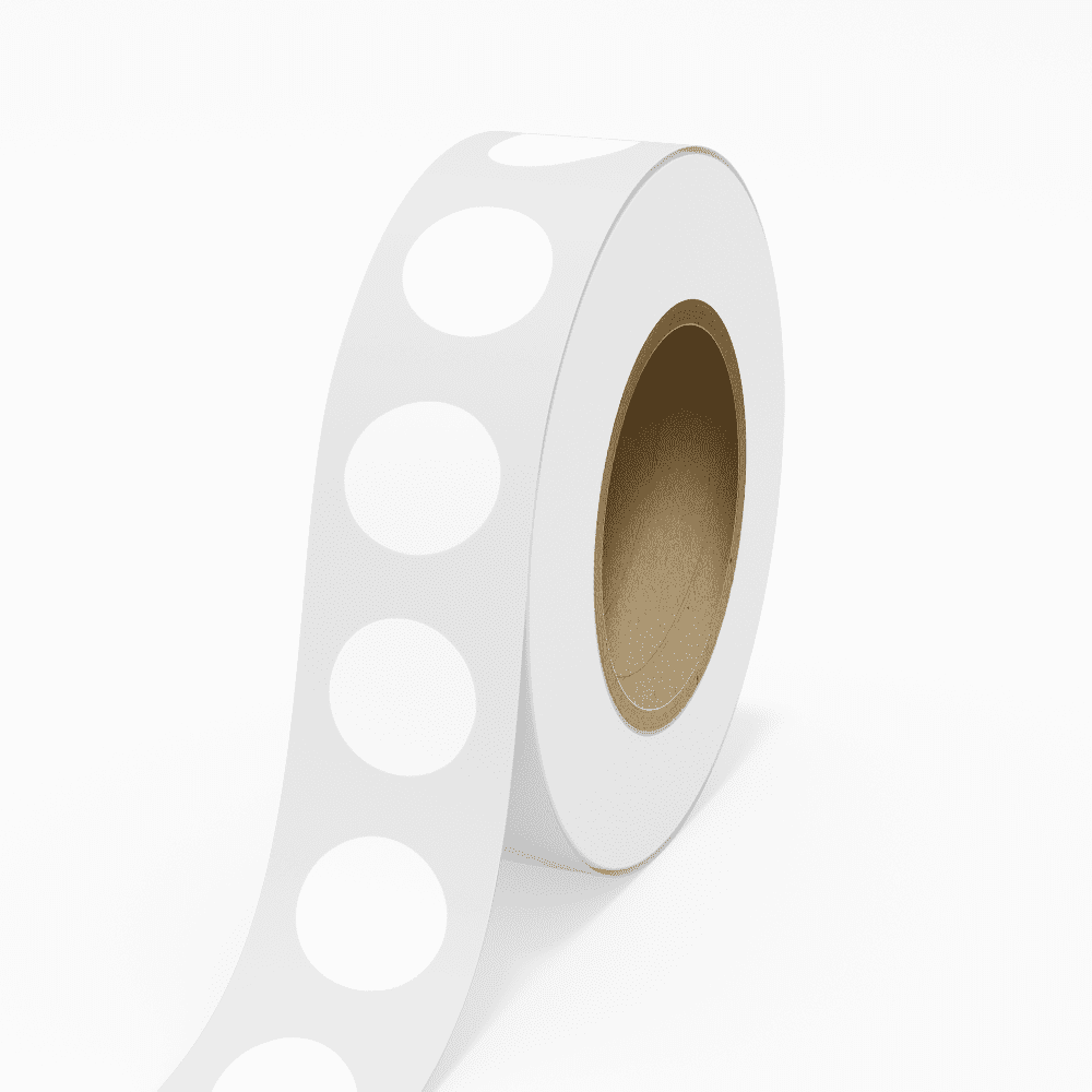JAM Paper Circular Standard Label Rolls, Round, 2 Inch, White Film, 12 Inch5 Labels/Roll