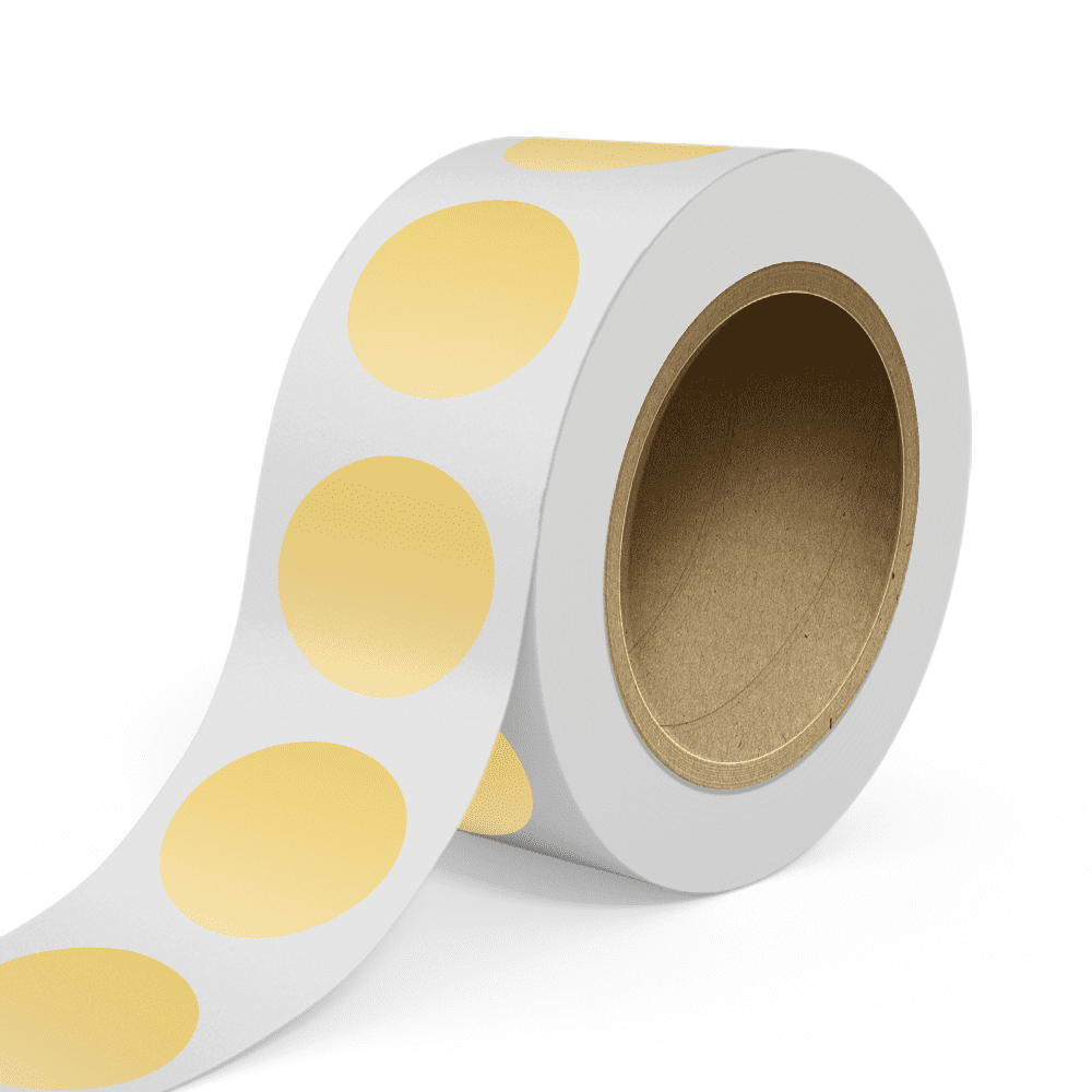 JAM Paper Circular Standard Label Rolls, Round, 3 Inch, Gold Metallic Foil, 125 Labels/Roll