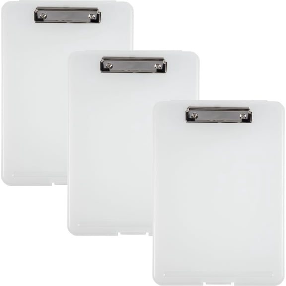 JAM Paper Clear 9 x 13 Plastic Clipboard Storage Box (3 Pack)